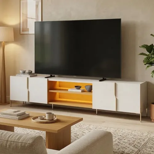 Rack Tv 75 240cm Maggiore Led Off White Matte Freijo