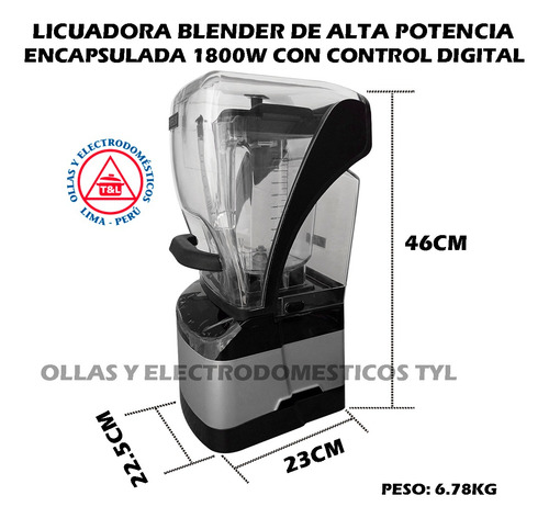Licuadora Blender Digital Industrial 1800w 2lts