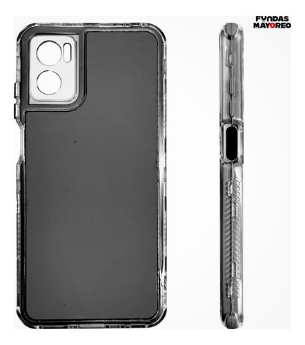 Funda Moto E22i / E22 Uso Rudo Con Mica Colores Negro