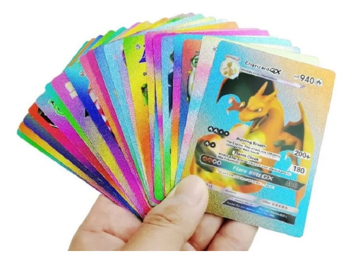 Kit 54 Cartas Pokémon Vmax V Gx Pikachu Edição Black E Gold