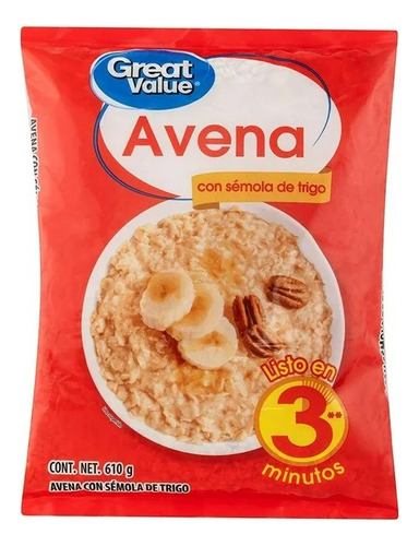 3 Pza Avena Con Sémola Great Value 610 G