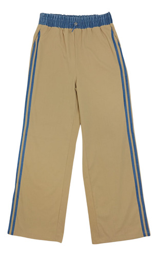 Pantalón Palazzo Dama Franjas Stretch Cómodo Casual