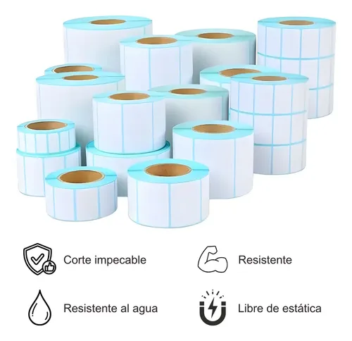 2 Rollos De Etiquetas Térmicas 60x40mm - 500 Etiquetas Por Rollo - Autoadhesivas Blancas - Sin BPA - Para Códigos De Barras Y Envíos