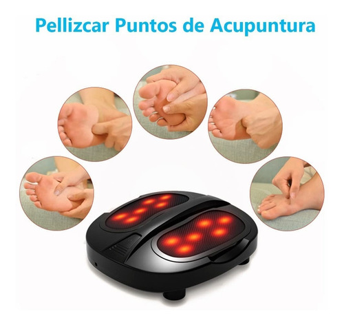 Masajeador Pies Infrarrojo Calor Portátiles Shiatsu Masaje Color Negro