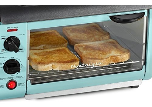 Estación De Desayuno 3 En 1 Nostalgia Retro Vintage Horno Color Turquesa