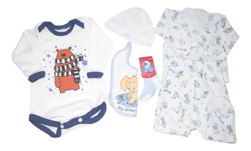Conjunto Bebe Nacimiento Kit Media Estaci n Algod n 6 Piezas