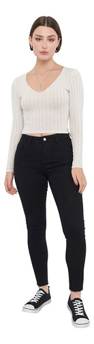 Jeans Mujer Skinny Algoón Básico Negro - Corona