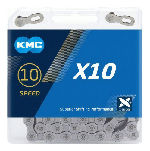 Cadena De Bicicleta Kmc - Shimano X10 Gray/gray De X Para Monoplato Sícolor