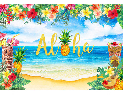 Telon Fondo Aloha 84 X 60  Decoracion Fiesta Hawaiana Luau