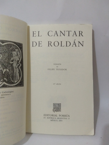 El Cantar De Roldán Felipe Teixidor (Usado)