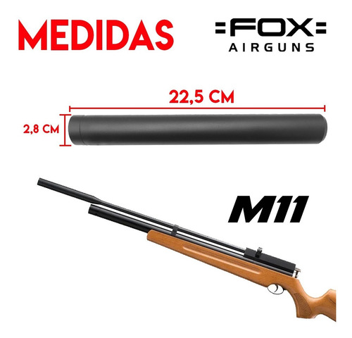 Imagen 3 de 10 de Moderador Silenciador Rifle Pcp Co2 Fox Hatsan Sumatra Kral