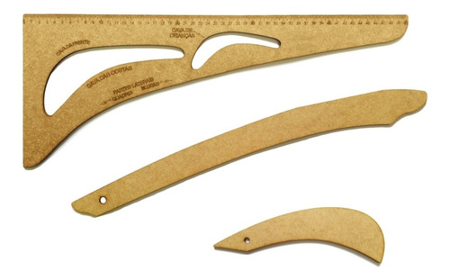 Kit Réguas Curva E Cavas Costura Profissional Modelagem 3 Pç