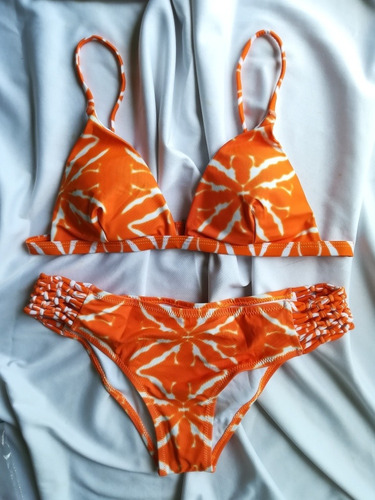 Traje De Baño 2 Piezas Bikini Naranja Tie Dye