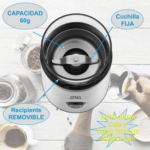 Combo Desayuno Cafetera Expresso Oster Con Molinillo Atma Negro