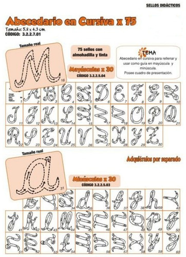 Sellos Didácticos Abecedario En Cursiva X 75 Navidad