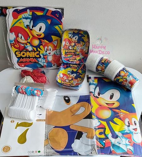 Set, Kit Decoración Infantil Sonic, Para 24 Personas.