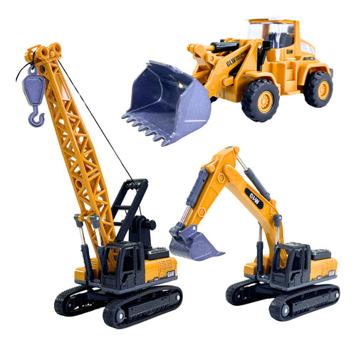 Miniatura Trator Escaveira E Guindaste Modelo Premium