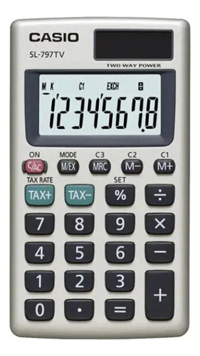 Calculadora Básica Portátil Casio Sl-797 Tv Febo Color Gris