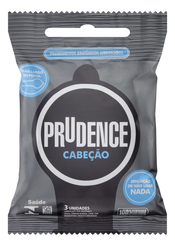 Preservativo Lubrificado Cabeção Prudence Pacote 3 Unidades