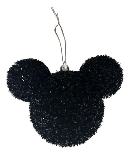 02 Bolas Enfeite Árvore Natal Mickey Preto Glitter Disney