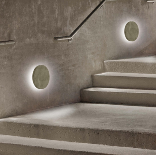 Imagen 2 de 3 de Iluminacion Difusores Led Aplique Concreto Redondo/cuadrado