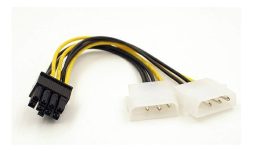 Imagen 3 de 4 de Cable Doble Molex 2x4 Pines A 8 Pines Pci-e Video