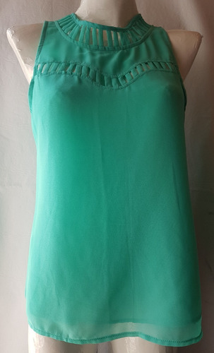 Blusa Color Verde Esmeralda Sin Mangas