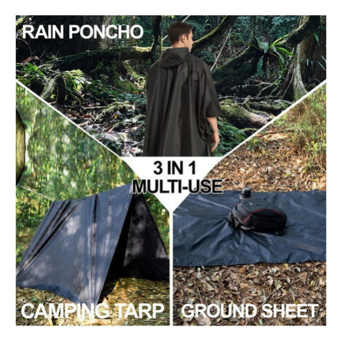 Capa De Lluvia Militar Impermeable 3 En 1 Con Capucha 2024