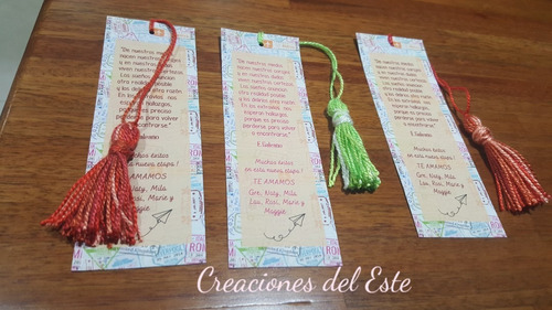 Imagen 2 de 7 de Marcalibros Personalizados Con Borla Decorativa X 3