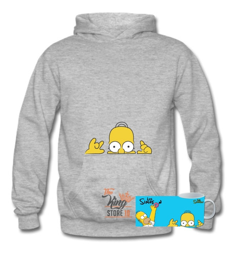 Poleron Canguro, Serie, Los Simpson, Homero, Cerveza, Beer, Oouuchh Tallas Xxxl, + Taza / The King Store 10