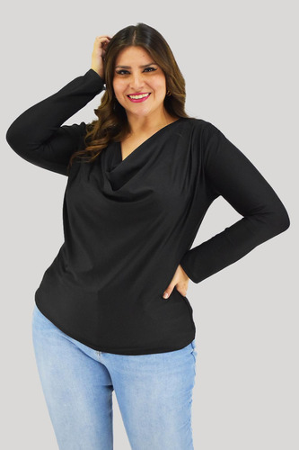 Blusa De Satín Roman Fashion /tallas Extras, 1787 (negro)