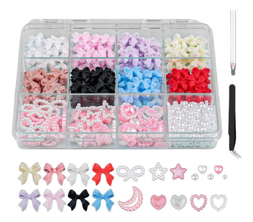 Decoración De Uñas Con Lazos, Colgantes Para Uñas Con Perlas