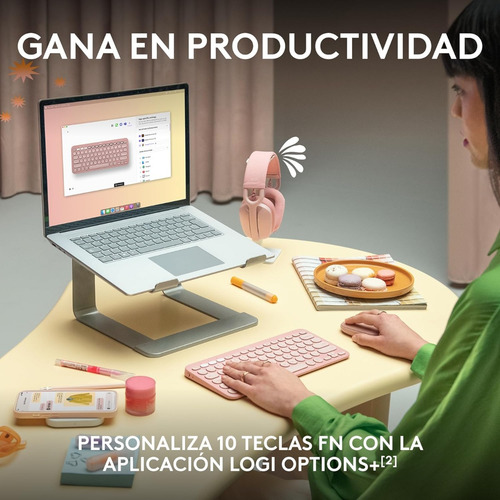 Teclado Logitech Pebble 2 K380s Bluetooth Rosado Español
