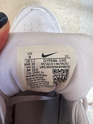 Zapatillas Nike Cuero Blancas Talle 38