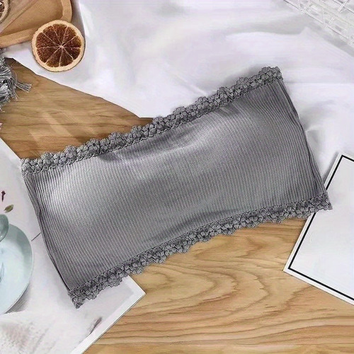 Bralette Sin Tirantes Con Encaje Para Mujer, Top Sin