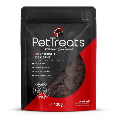 Petisco Natural P/ Cães Pet Treats Mordidinhas De Carne 100g