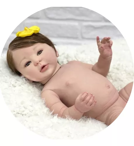 Bebê Reborn Menina Realista Silicone, Banho Fio A Fio Baby