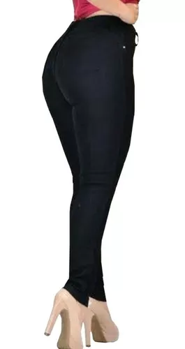 Calças Feminina Jeans Com Cós Alto Até O Umbigo Lycra