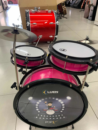 Bateria Acústica Infantil Luen Pop Kids Rosa