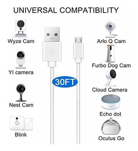 Extension Alimentacion 30 Pie Para Wyze Cam Pan Blink Xt