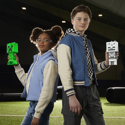 Nerf X Minecraft, Skeleton And Creeper Blaster +8 Dardos Verde Y Blanco