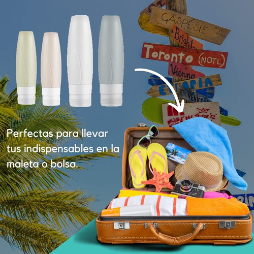 Set Viaje Botellas Viaje Silicona Paquete De 4 Dispensadores