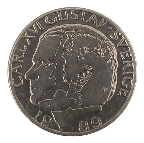 Moneda 1 Krona 1989 Suecia Pieza 2340