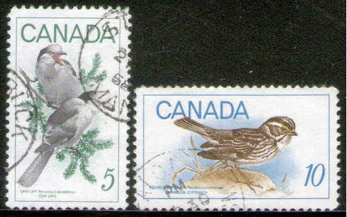 Canadá 2 Sellos Usados Fauna Canadiense =  Pájaros Años 1968