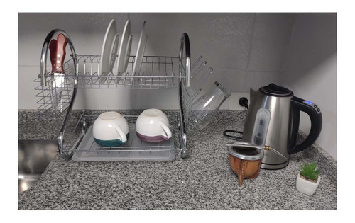 Imagen 3 de 10 de Secaplatos Escurridor De Platos Y Cubiertos Acero 2 Niveles