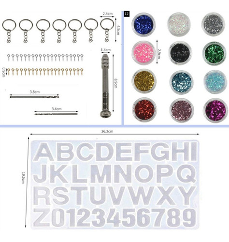 Imagen 6 de 10 de 320pcs Moldes De Resina De Silicona Alfabeto Para Hacer Llav