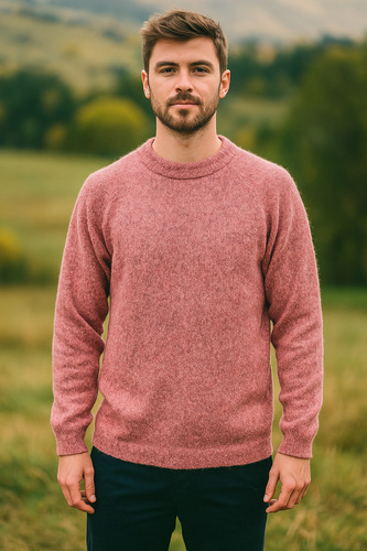 Sweater Pullover Lana De Alpaca Liso Peinado