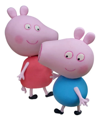 Peppa Pig +george Pig Adorno De Torta En Porcelana Fria