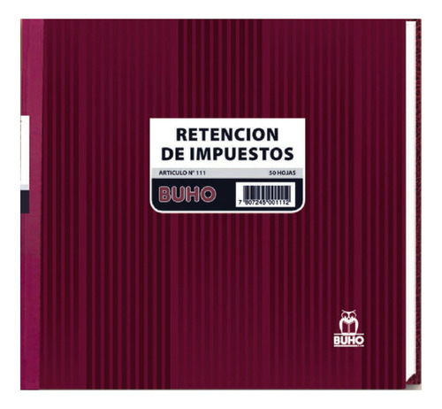 Cuaderno Contabilidad Retención De Impuestos 50 Hojas Búho Color Burdeo