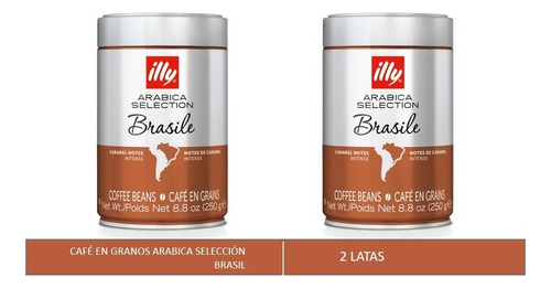 Illy Arabica Cafe grano selection brasil 250g pack de 2 unidades